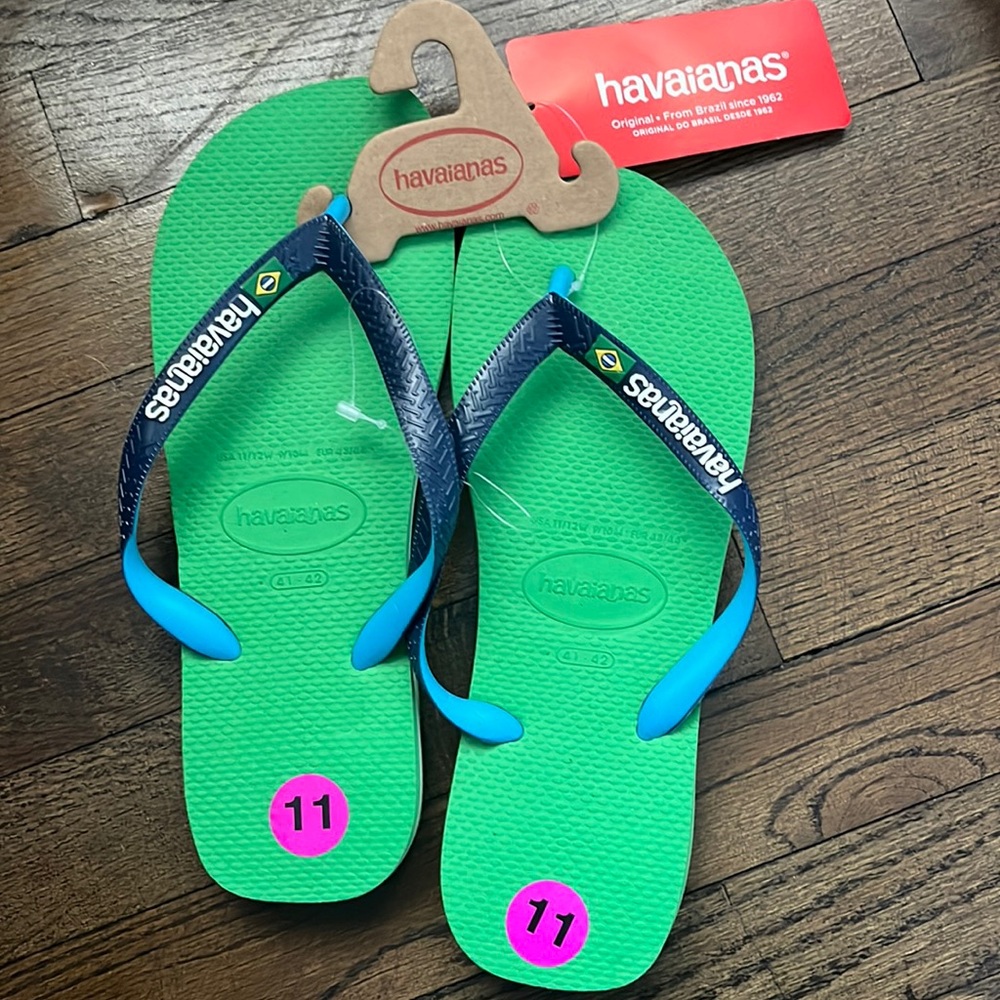 Havaianas Green & Blue Flip Flops